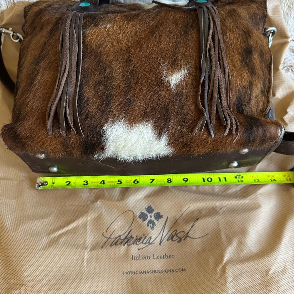 Patricia Nash Brown Leather/Fur with Fringe Women's Bag - Picture 7 of 7